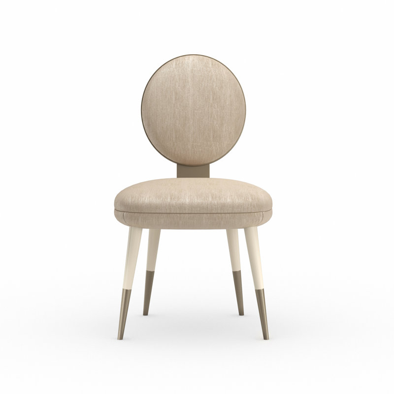 Caracole 19'' H Upholstered Side Chair, Polyester Blend Cream, Cream