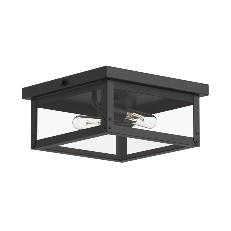 Luminaire encastré intérieur / extérieur noir Union Square avec panneaux en verre transparent