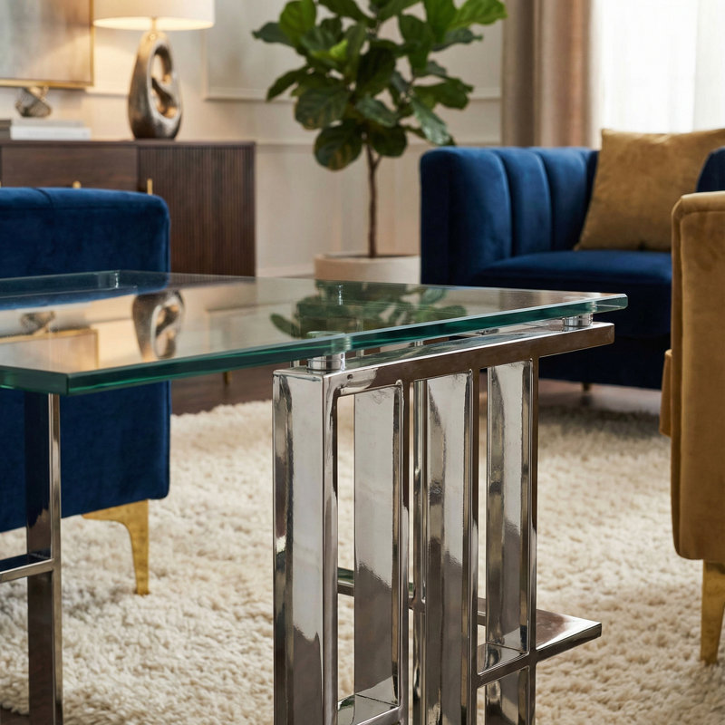 Roddy Glass Top End Table