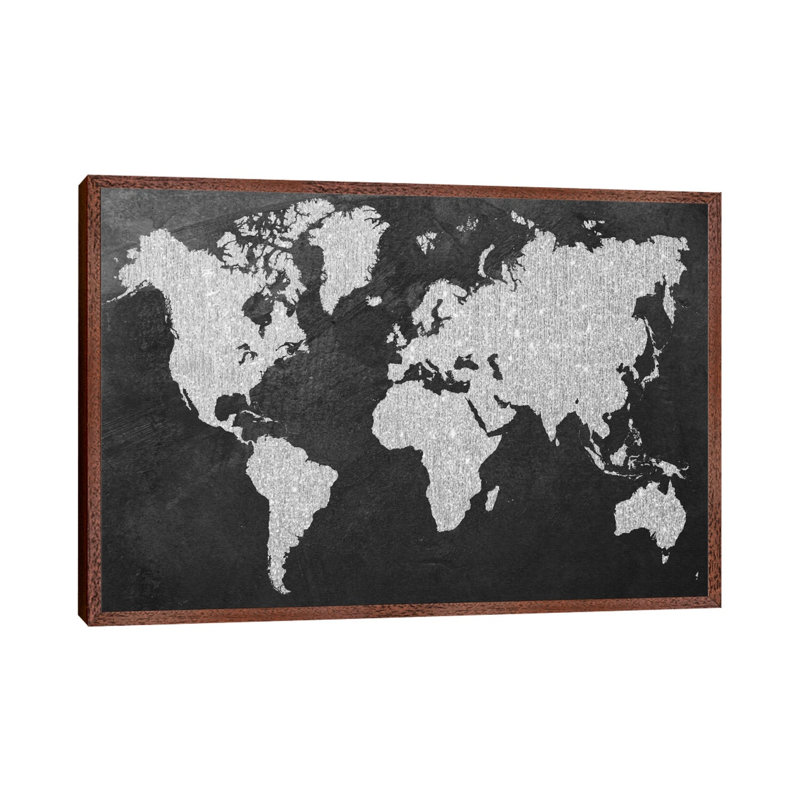 Grey Map by Natasha Wescoat - Gallery-Wrapped Canvas Giclée on Canvas, Classic Wood Framed, 66.04 cm H x 45.72 cm W