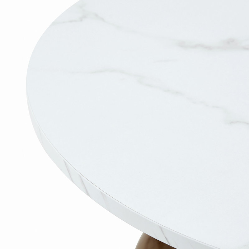 Ensemble de deux tables basses gigognes en forme de gourde, alliant luxe et prix abordable. Plateau en MDF à motif de marbre blanc et piètement imprimé par transfert thermique. Parfait pour le salon et la salle à manger.
