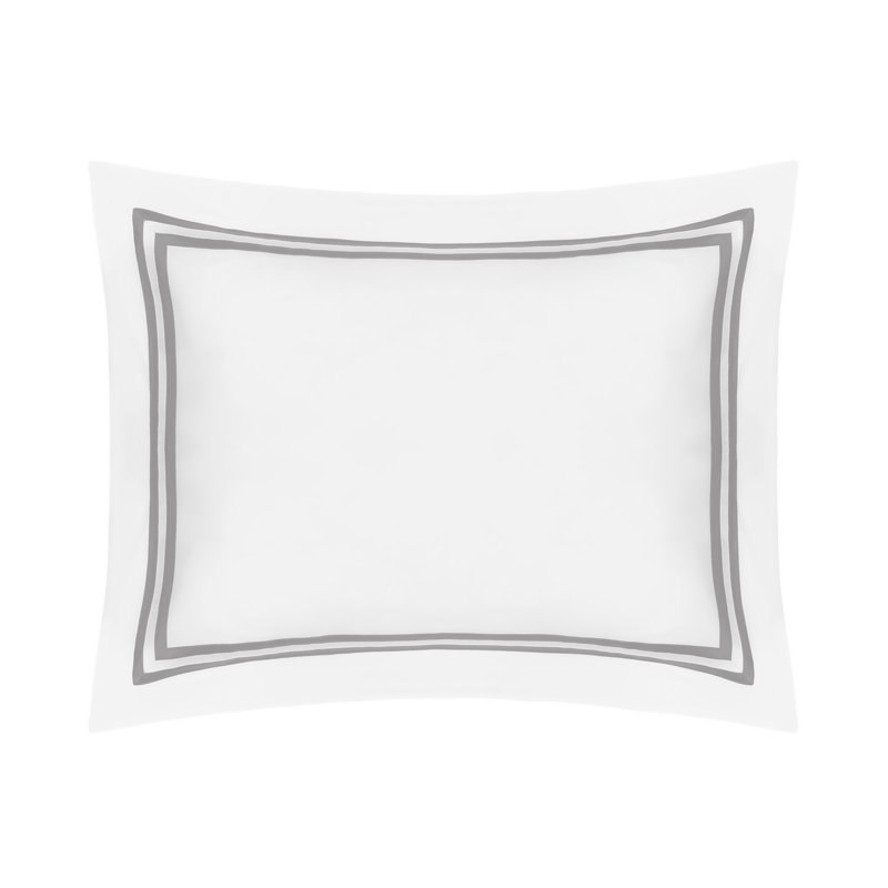 Ribbons 100% Cotton Sham, White/Chrome, Euro