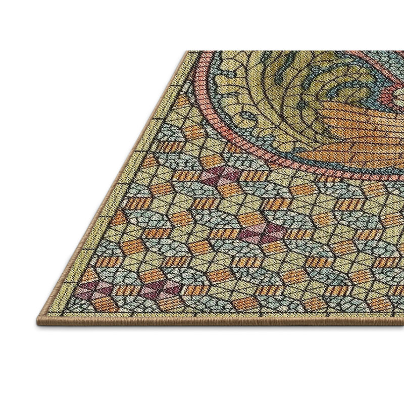 Tapis vert/brun à motif sea, Rectangle 4 pi x 6 pi