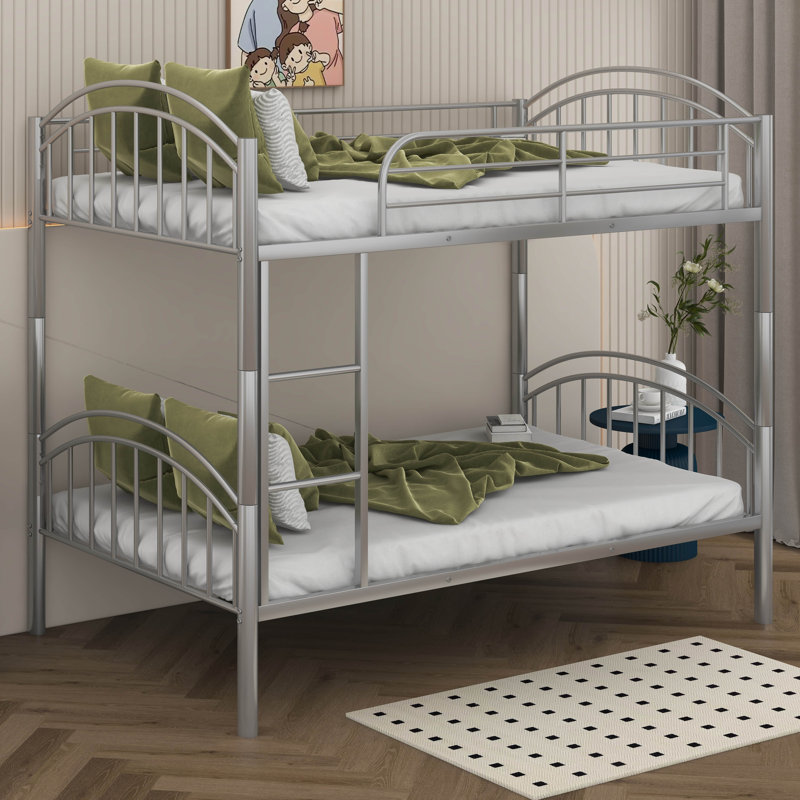 Ichika Kids Twin Over Twin Bunk Bed, Silver