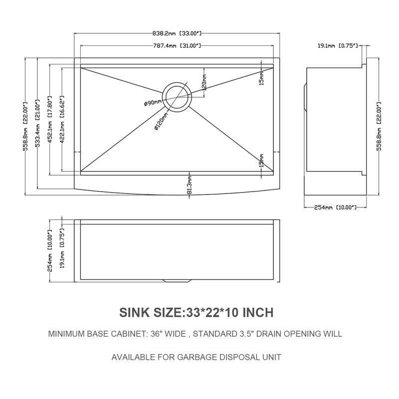 33''L x 22'' W Farmhouse Workstation Kitchen Sink, Stainless Steel Single Bowl Sink with Bottom Gird, Strainer, Roll-up Rack, Colander and Cutting Board