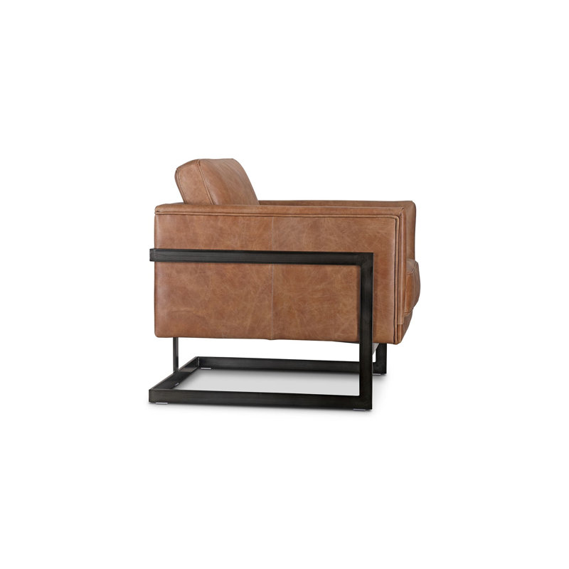 27" Wide Armchair, Brown Genuine Leather