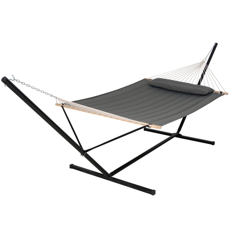 Hamac double à barre d'écartement avec support, Support de 12 pi, Un beige