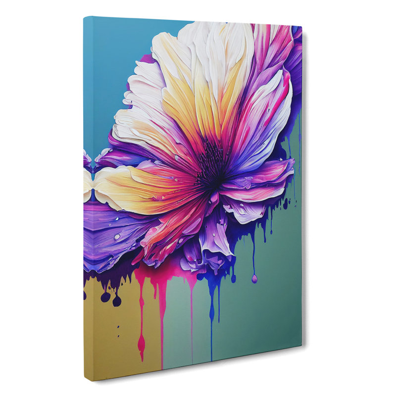Paint Drip Flower No.1 Abstract - Wrapped Canvas Print, 50cm H x 35cm W x 3cm D