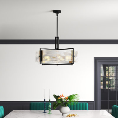 Hayward 3-Light Pendant in Matte Black with Warm Brass Accents