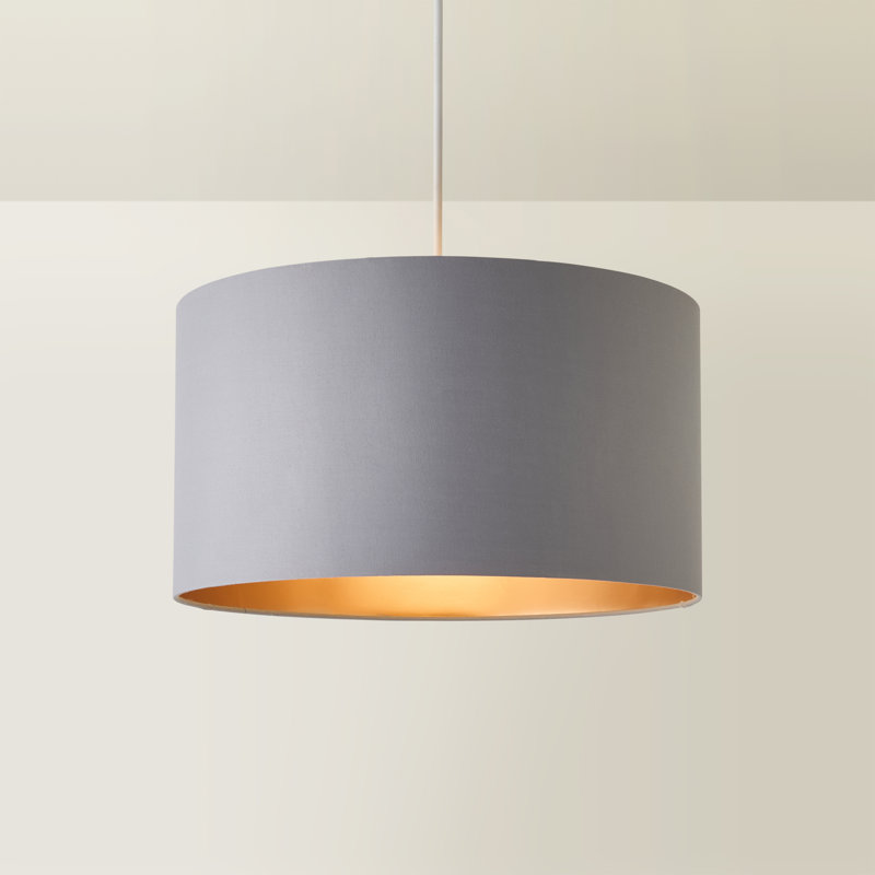 Reni 25cm H Cotton Drum Pendant Shade ( Uno ), Grey/Copper