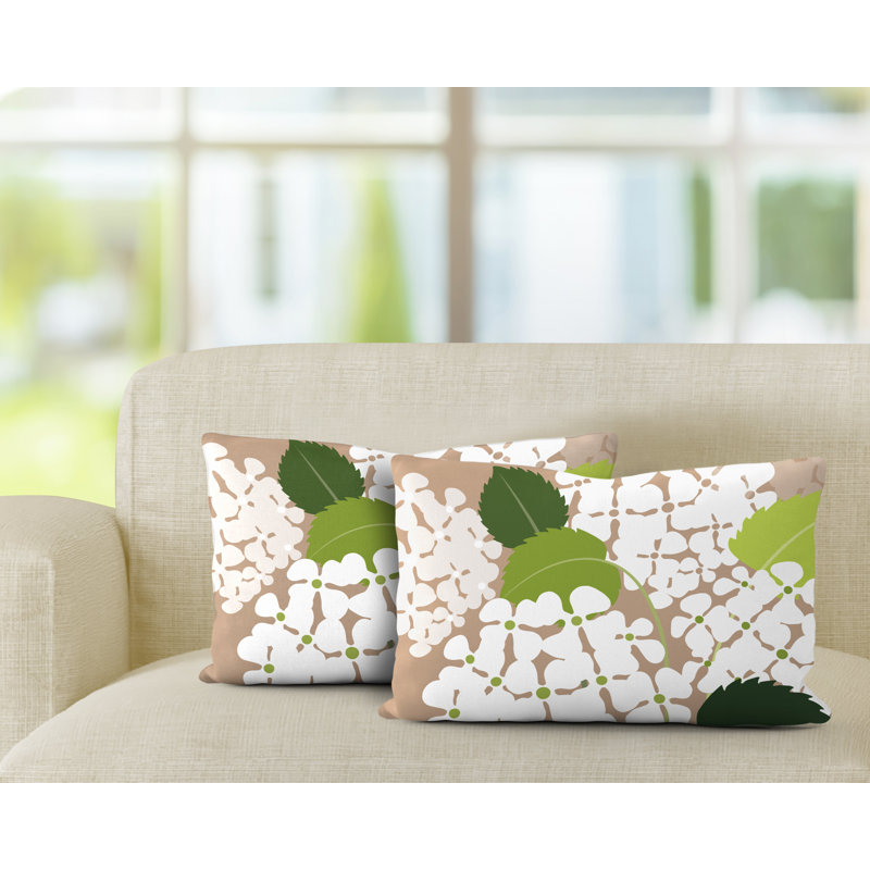 Floral Outdoor Reversible Throw Pillow, Beige