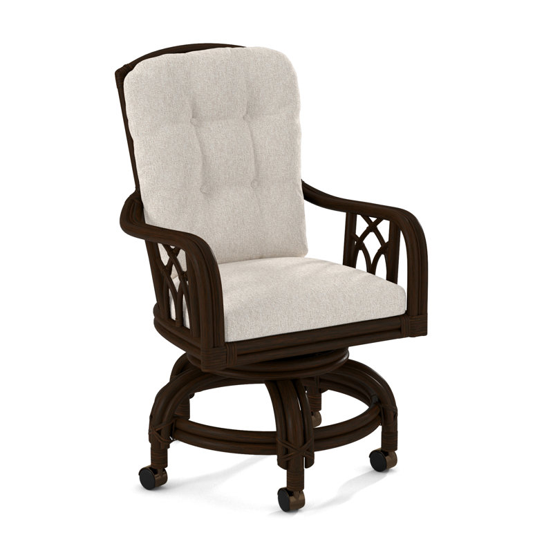 Edgewater Castered Arm Chair, Blue Buffalo Check; 0120-61, Coffee