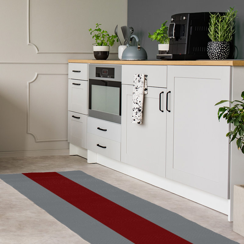 Tapis rouge/gris, Tapis de couloir 2 pi 6 po x 8 pi