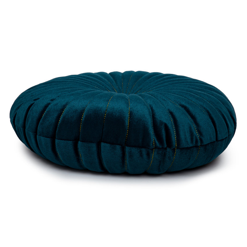 Housse et insert de coussin décoratif rond Viveros, Bleu sarcelle