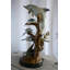 Scène de mer bronze avec dauphins et fontaines perdues 22 po x 18 po x H 37 po