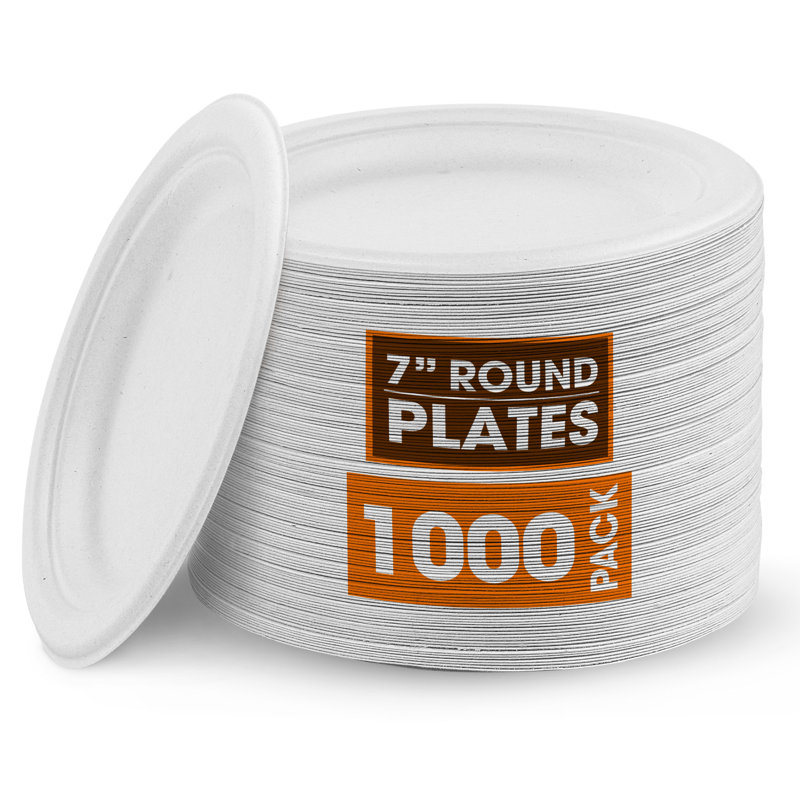 Bols en papier compostables, paquet, Blanc, 7"