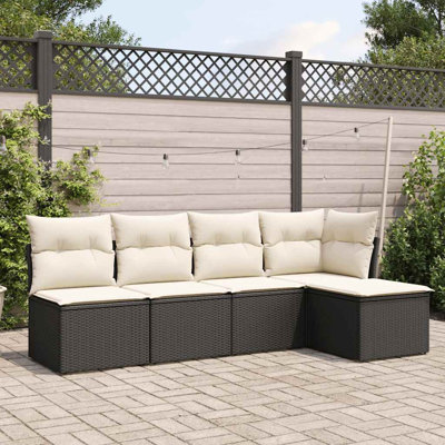 Ensemble de canapé de jardin modulaire en rotin PE 5 pièces