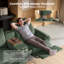 Causeuse inclinable 2 places avec console, canapé en velours côtelé avec charge USB, porte-gobelets et plateau de rangement, vert-1308138645