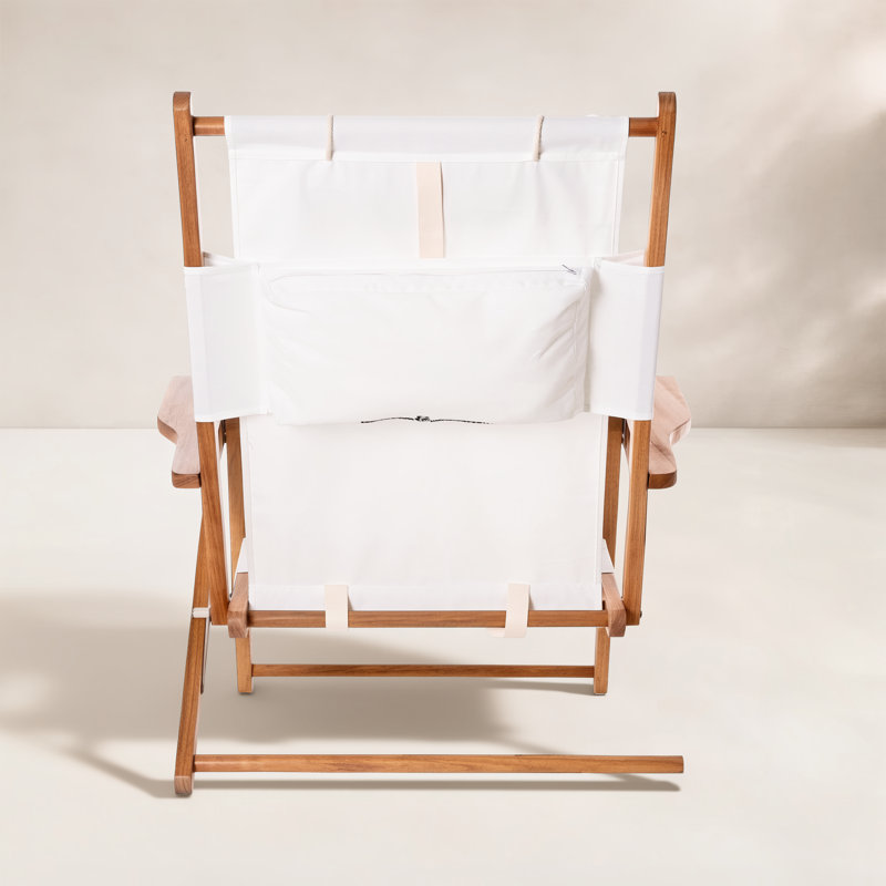 Reclining Beach Chair with Cushion, Antique White
