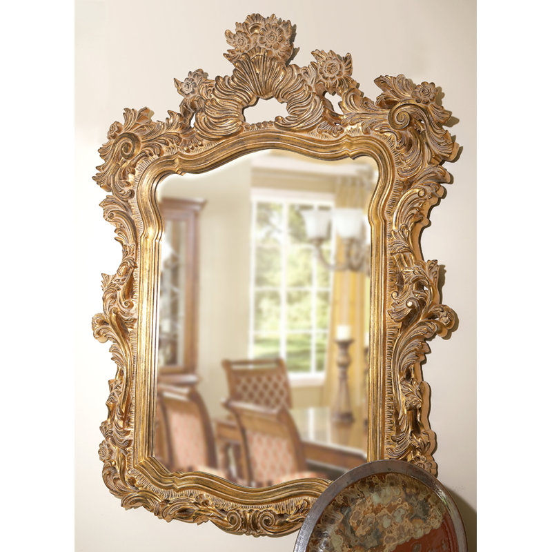 Cilegon Ornate Framed Wall and Vanity Mirror, Antique Museum Gold