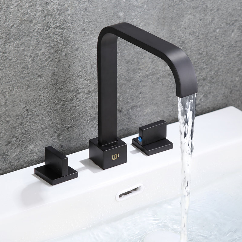 Robinet de salle de bain à large entraxe, Noir mat