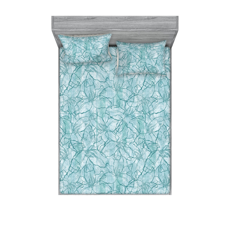 Drap-housse et taies décoratives 3 pièces Ambesonne, Ensemble de draps pour lit double avec 2 taies d'o