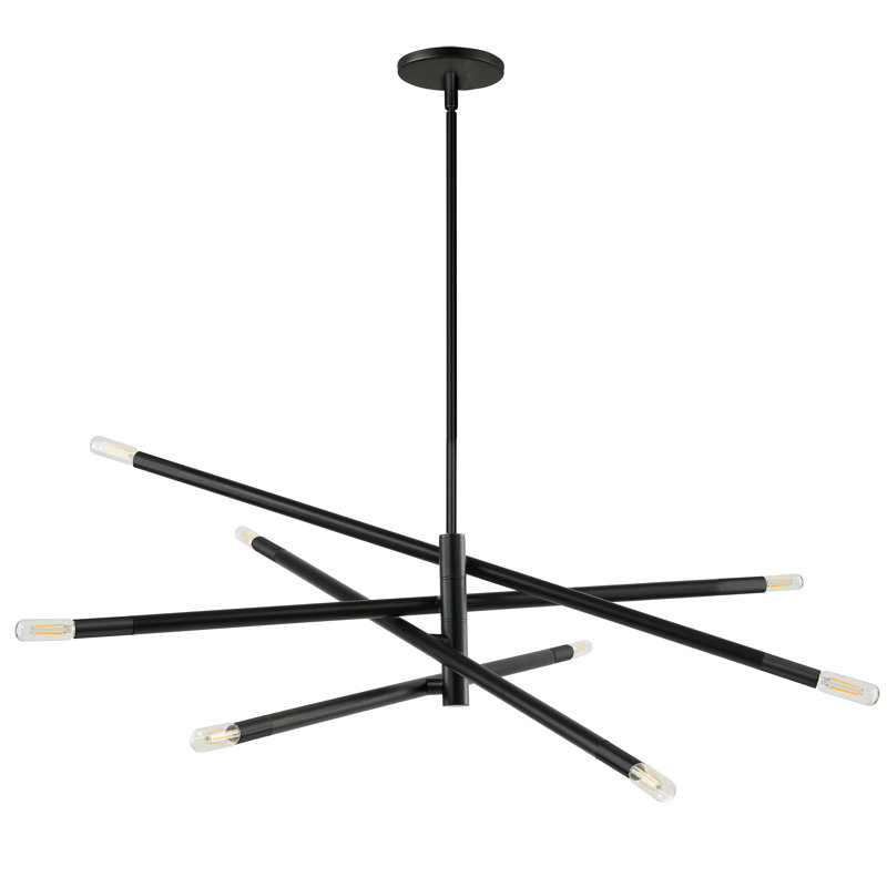 Luminaire suspendu 8 lumières incandescentes, Noir mat