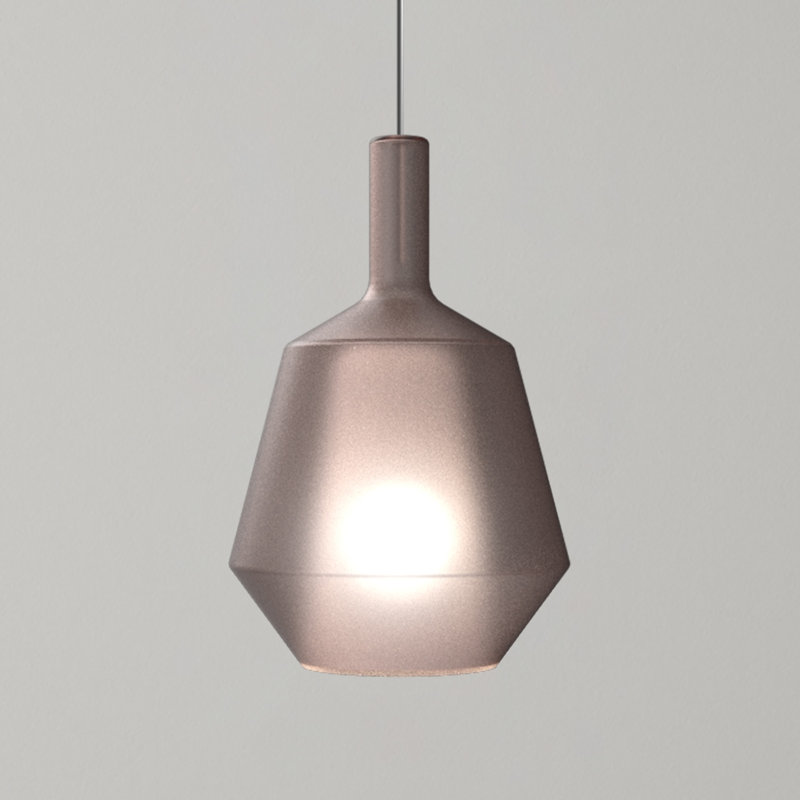 MOM 1 - Light Pendant, Titanium, Powder Pink Glass