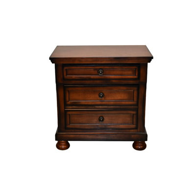 Table de chevet en noyer foncé avec 3 tiroirs et tiroir de rangement caché pour bijoux