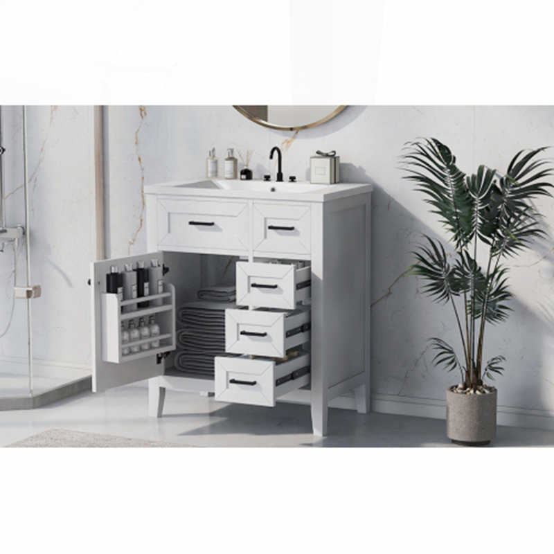 Meuble-lavabo 30 po avec lavabo, Blanc/Noir
