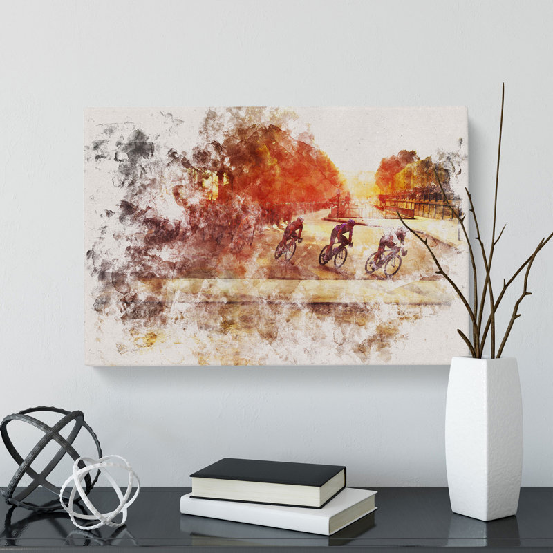 Tour De France Cycling Watercolour - Wrapped Canvas Print, 50cm H x 76cm W x 3cm D