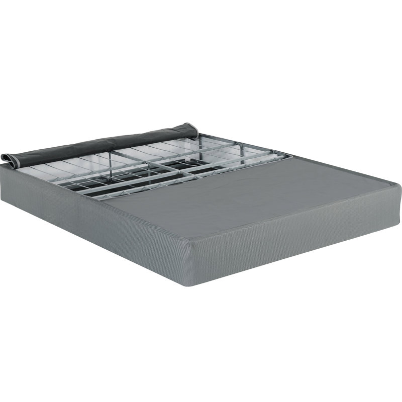 Base de lit pliable de 9 pouces, très grand matelas, gris, base, housse en lin antidérapante, taille idéale pour les invités, base grise, base avec installation rapide amovible