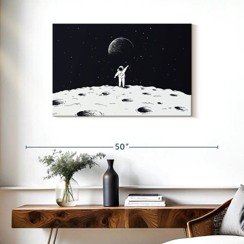 Oberle astronaute sur la lune, H 24 po x l 36 po