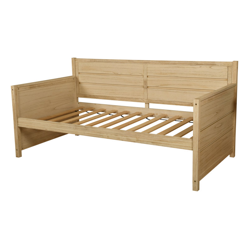 Lit de jour en bois et panneau de fibres à densité moyenne Braunstein, matelas non inclus, Blanc patiné