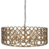 Circular 8 - Light Unique/Statement Drum Chandelier with Wrought Iron Accents