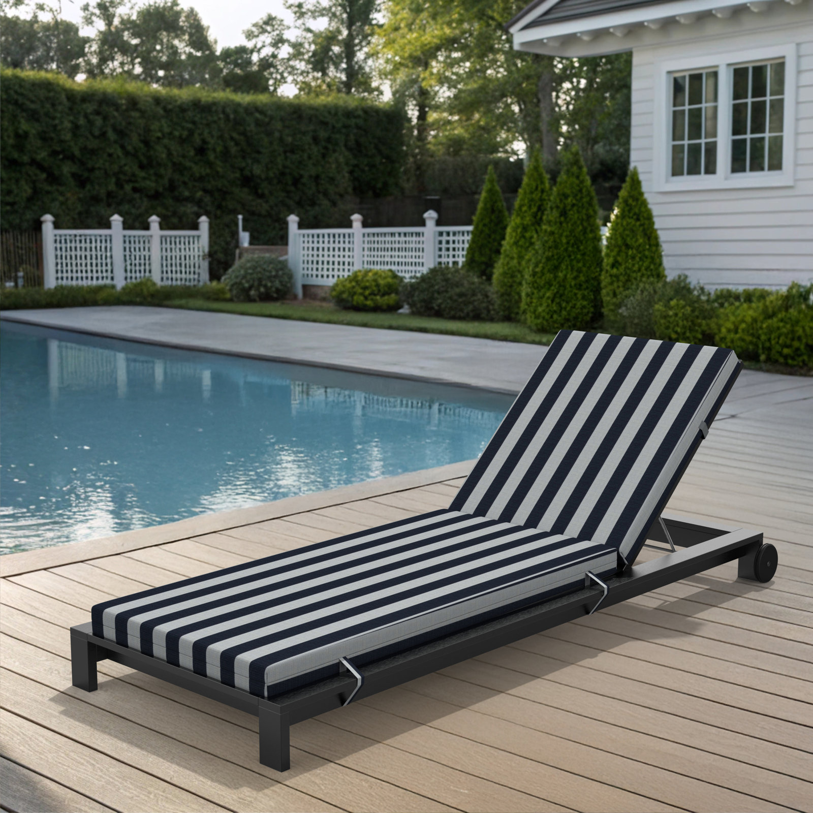 Lani Sunbrella Outdoor Chaise Lounge Cushion, Expressive Mist, 25" W x 50" D