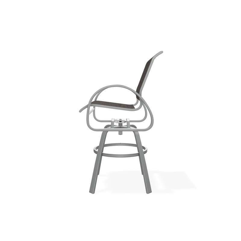 Aruba II Sling Aluminum Frame Balcony Height Swivel Café Chair, Graphite, James, 29