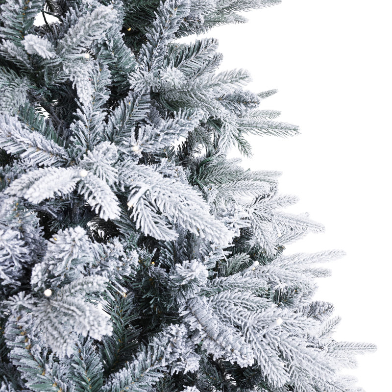 Luxury Pre-lit Faux Hinged Snowy Christmas Tree, 7 ft