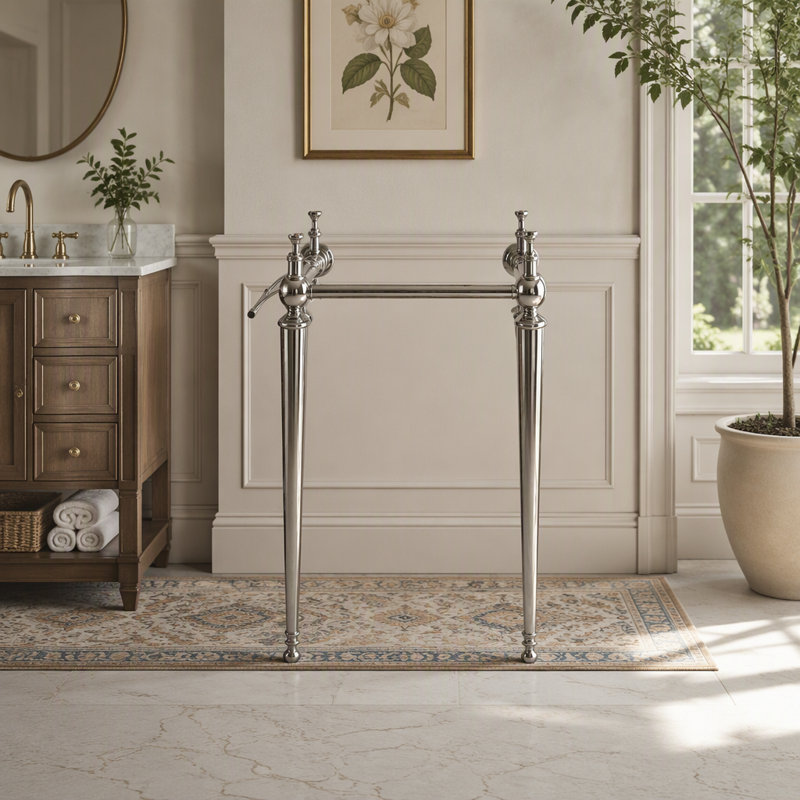 Freestanding Bathroom Vanity Leg Only, 23 Inch, Silver