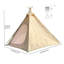 Tente pyramidale de camping extérieure en toile beige, 2,13 m x 2,13 m x 1,98 m, grande tente tipi indienne pour 2 adultes