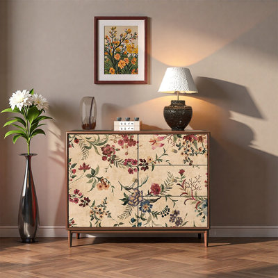 Armoire décorative à motif floral en pin