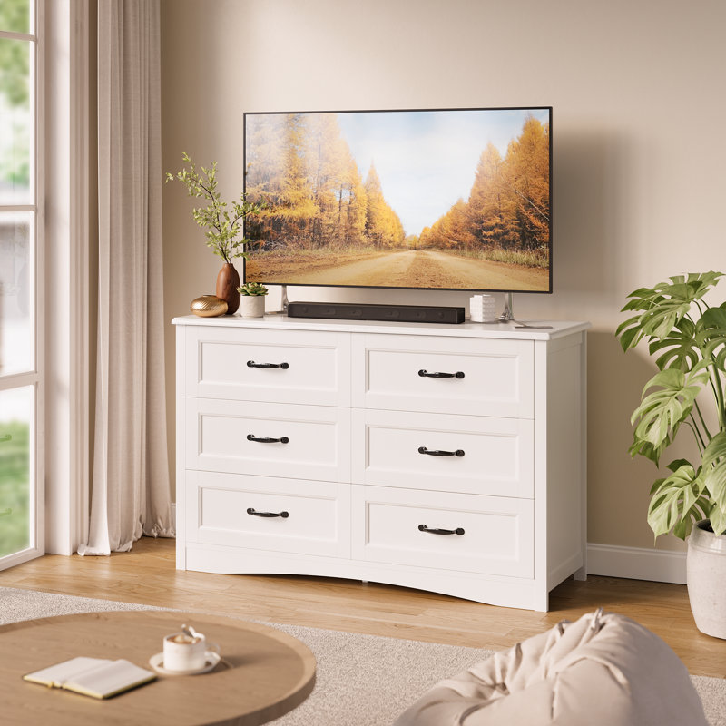 Commode 6 tiroirs Ebern Designs , Blanc