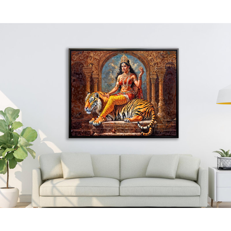 Toile murale Parvati, cadre flottant, H 40 po x l 51 po, Reproduction encadrée sans passe-partout, Noir, noir, noir, noir