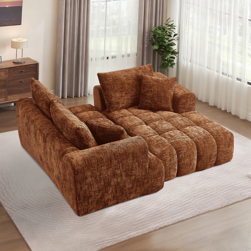 Canapé modulaire 108 po Chenille, Face à la droite, Chenille orange