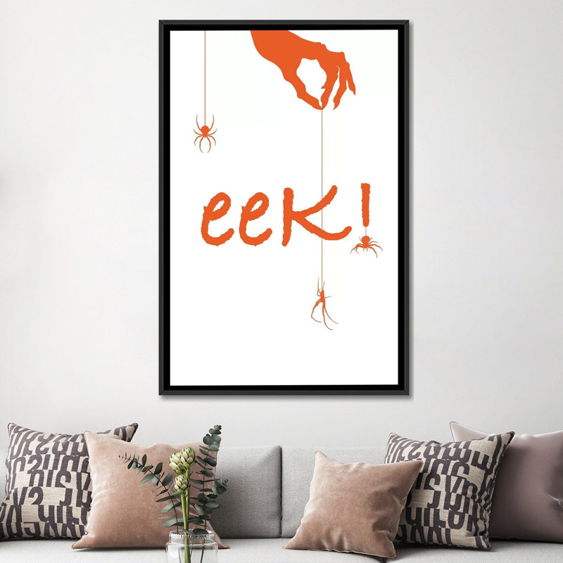 Eek! Impression sur toile tendue, H 60 po x l 40po x P 1,5 po, Toile avec cadre flottant noir, Pas de tapis