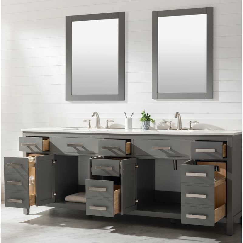 Ensemble de meuble-lavabo double 84 po Binion, Gris