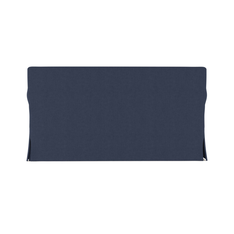 Causeuse à accoudoirs arrondis 60 po Ludlow, Lin bleu à motif