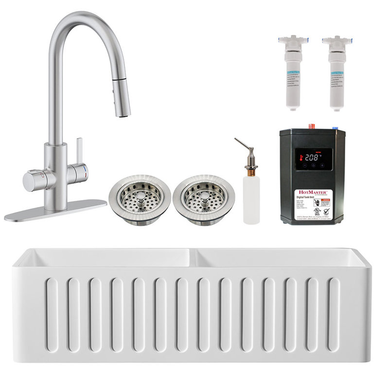 Évier de cuisine à double cuve 36 po L, Acier inoxydable