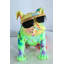 Statue de bouledogue en résine noire Nifao avec lunettes de soleil dorées - figurine de chien moderne brillant, sculpture Pop Art en résine durable pour décoration de maison et de bureau, cadeau unique17 x 9 po x 13 po-475345213