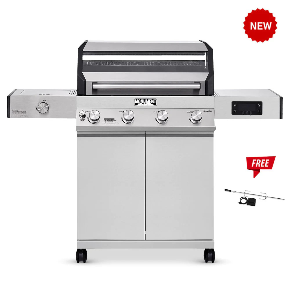 Monument Grills 4 - Burner Freestanding Liquid Propane 60000 BTU Gas Grill with Side Burner and Cabinet Monument Grills